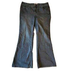 Chico's Womens Dark Wash Stretch Wide Leg Jeans Size 15